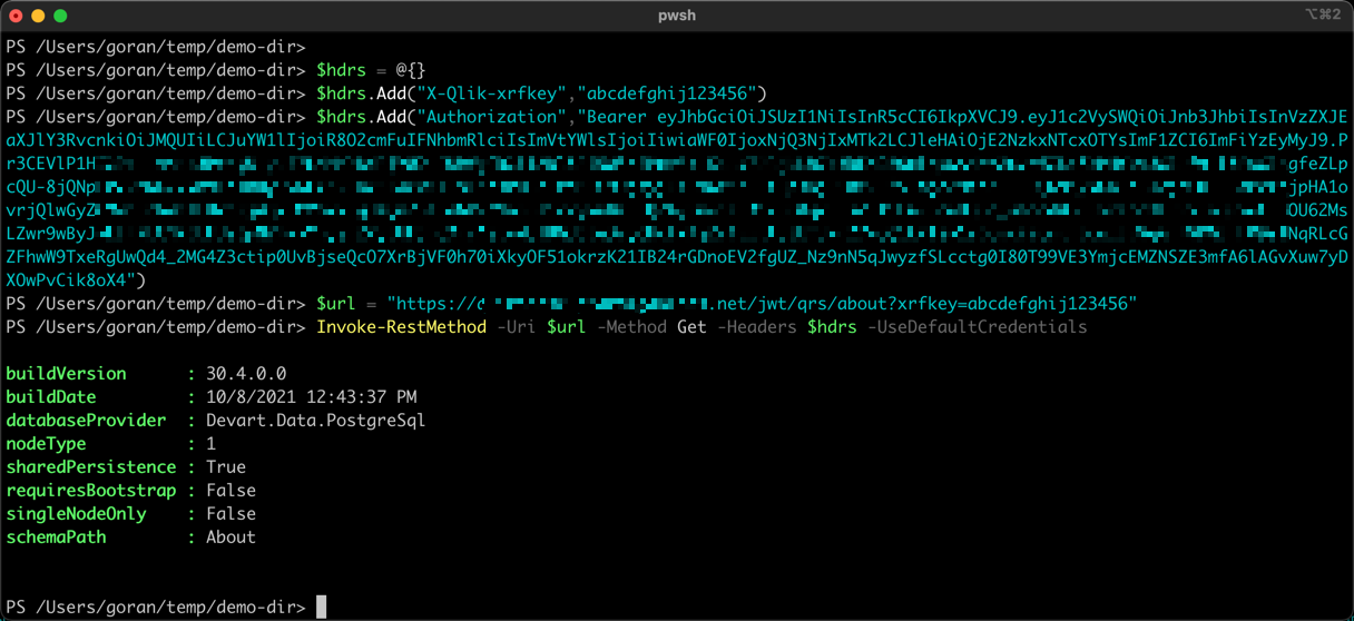 Calling QSEoW API from macOS using JWT